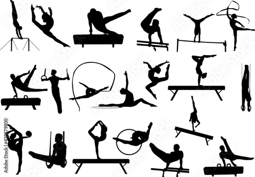 Gymnastics silhouettes collection - vector photo