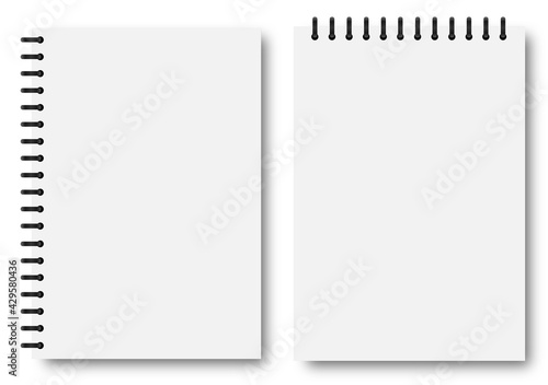 Blank sheets of paper in the style of a shadow notepad layout. Vector graphics