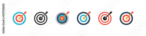 Vector Target collection. Target vector icons, isolated. Targets different design. Color Target. Vector illustration