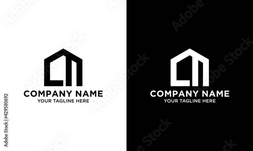 Creative unique modern CN HOUSE black and white color initial based icon logo