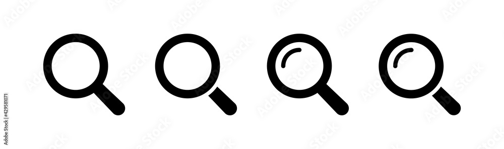 Magnifying Glass Icon Set. Collection of Magnifying Glass Vector Symbol Icons for Search or Zoom. - obrazy, fototapety, plakaty 