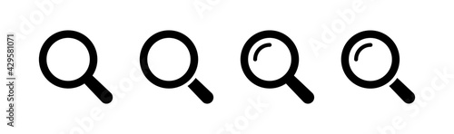 Magnifying Glass Icon Set. Collection of Magnifying Glass Vector Symbol Icons for Search or Zoom.