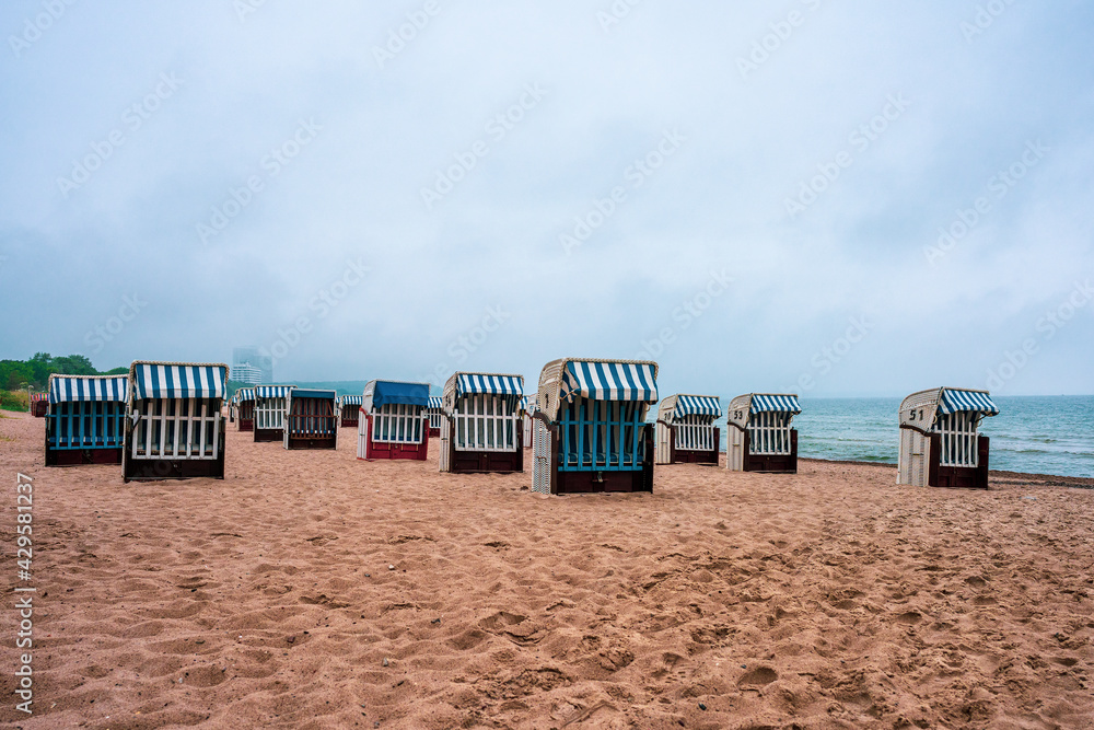 Beach chairs on the beach of the Baltic Sea, Germany. Beach chairs on the beach of the Baltic Sea, Germany.