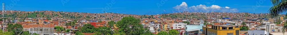 Panoramic view over the sea of houses of the Brazilian metropolis Salvador de Bahia