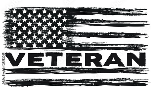 Vector Of The Distressed American Flag - Veteran usa Flag