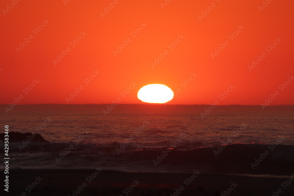Sunset over the agitated ocean, on the skeleton coast in southern Namibia. Sunset over the agitated ocean, on the skeleton coast in southern Namibia.