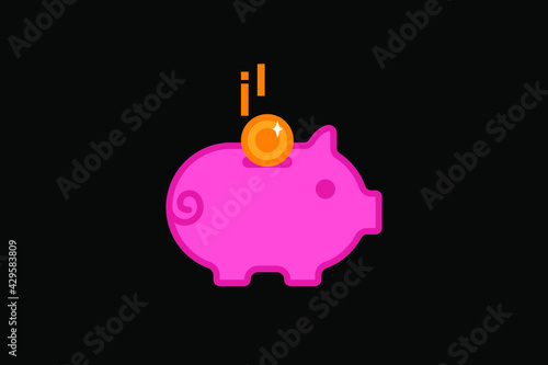 piggy bank coin, icon vector