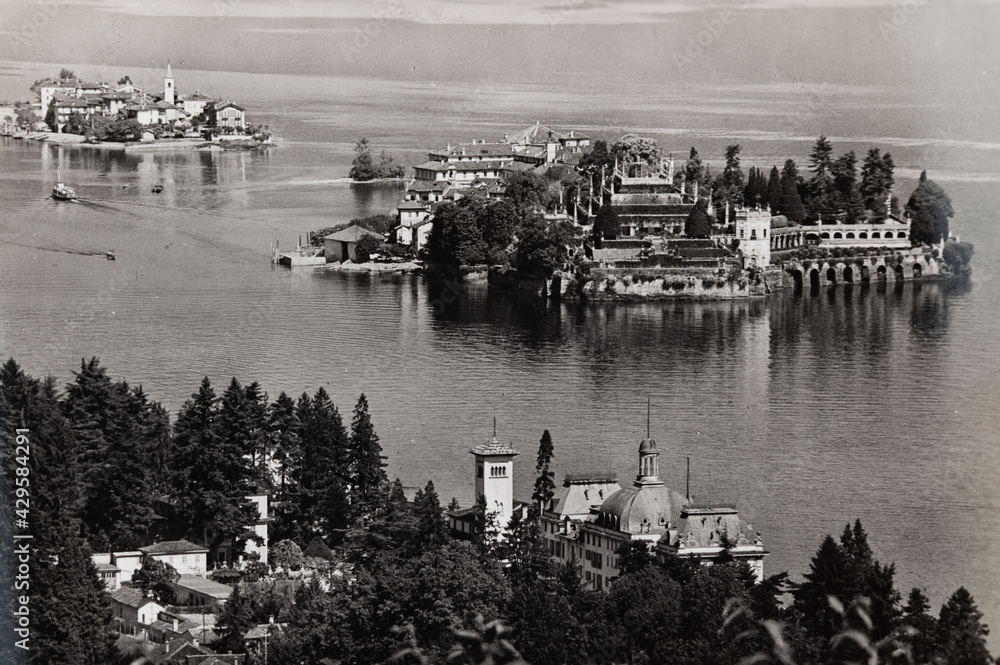 landscape of lago maggiore in the 40s