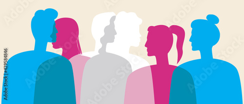 Transgender people in transgender flag color, silhouette vector stock illustration with Transgender as LGBTQ community