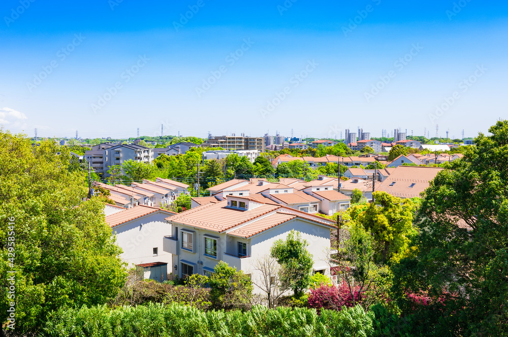 Obraz premium 青空が広がる住宅地 多摩ニュータウン