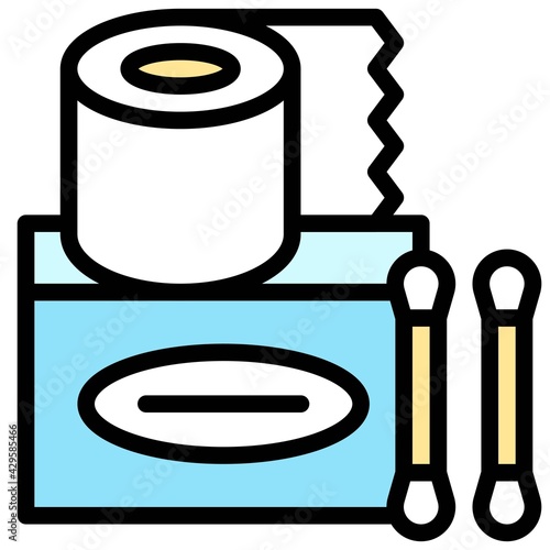 Tissue paper and Cotton swab icon, Supermarket and Shopping mall related vector