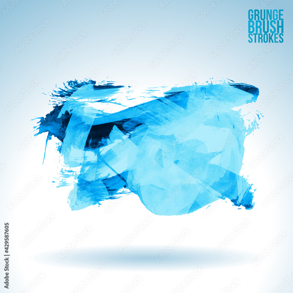 Fototapeta premium Blue brush stroke and texture. Grunge vector abstract hand - painted element. Underline and border design.