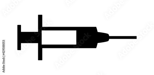 Vaccine Jab Syringe Needle Flat Icon. Vector Image.