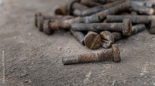 construction.iron bolts are scattered on the ground.