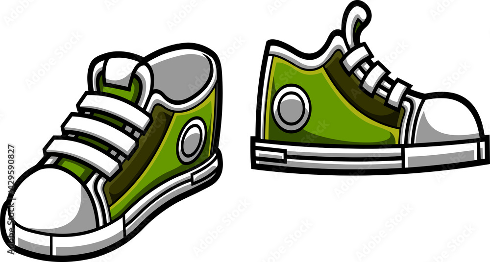 Cartoon Sneakers. Vector Hand Drawn Illustration Isolated On ...