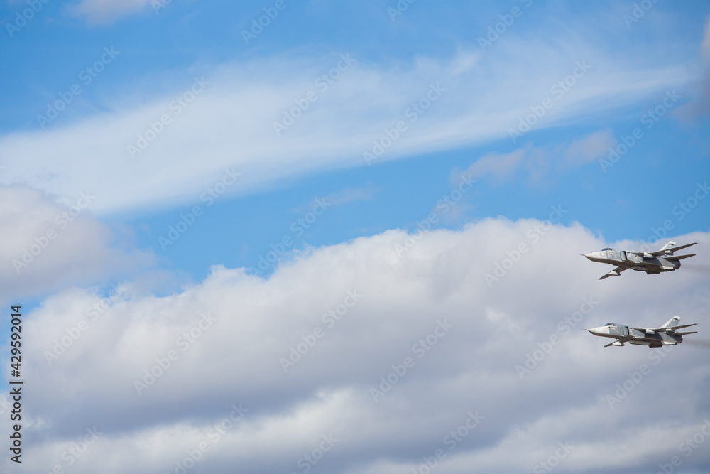 air parade of planes. military holiday and air show in the sky. professional pilots show complex aerobatics in the air air parade of planes. military holiday and air show in the sky. professional pilots show complex aerobatics in the air