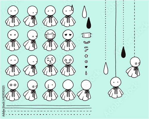 てるてる坊主01-線画