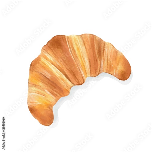 Digital paint watercolor croissant