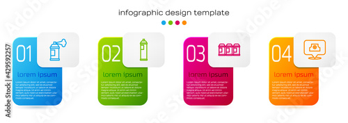 Set line Paint spray can, , and Spray nozzle cap. Business infographic template. Vector