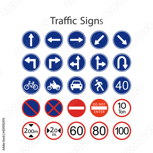 Vector illustration of road warning traffic sign. Art design traffic regulatory sign template on white background.