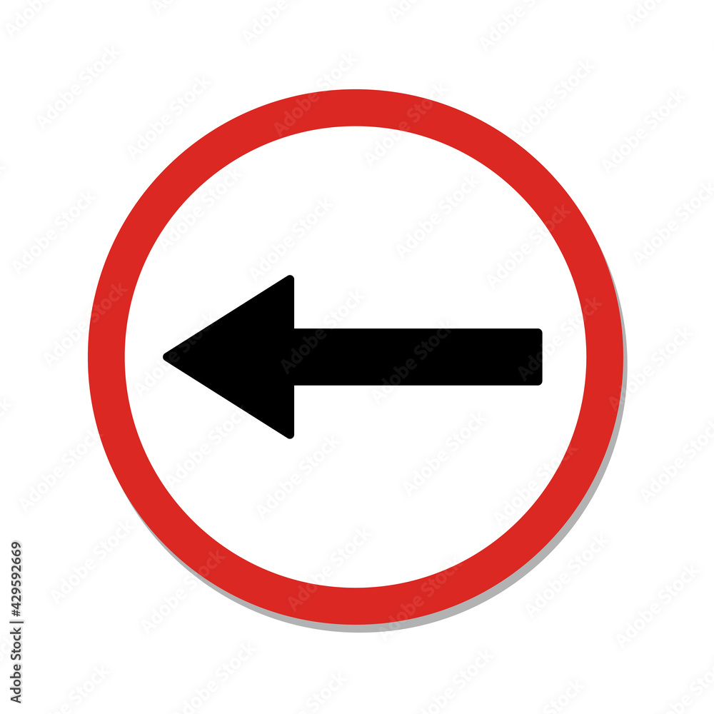 Traffic sign is turn left. Isolate on white background label. Traffic sign is turn left. Isolate on white background label.