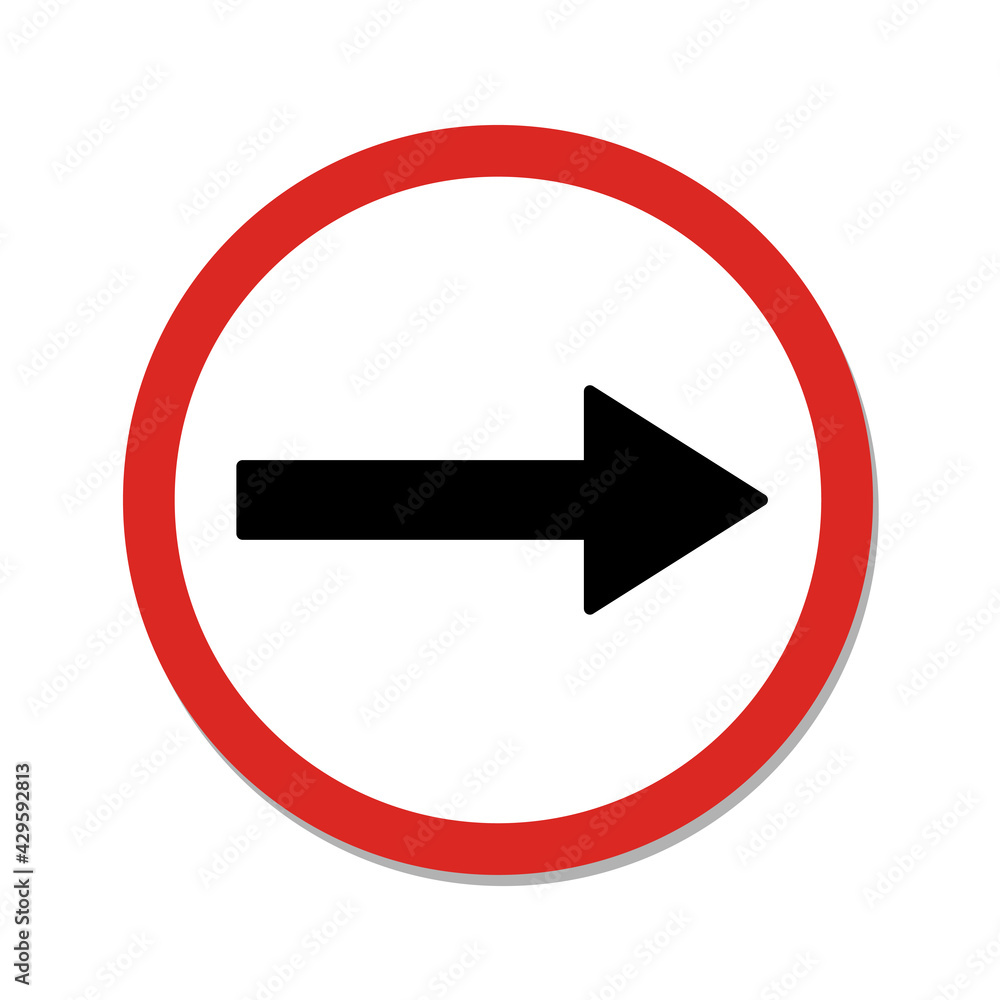 Traffic sign is turn right. Isolate on white background label. Traffic sign is turn right. Isolate on white background label.