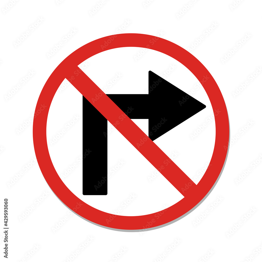 Vector illustration of traffic signs in flat style. Traffic is prohibited from turning right. Vector illustration of traffic signs in flat style. Traffic is prohibited from turning right.