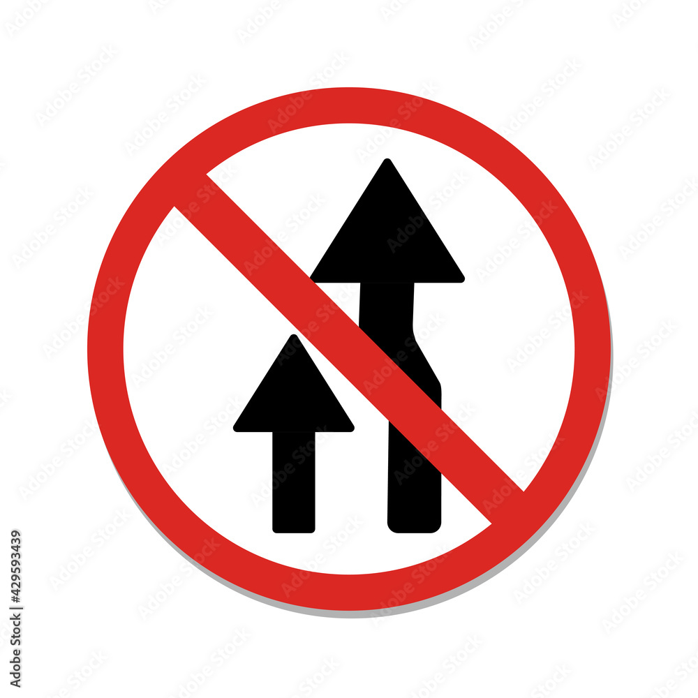 Do not overtake left traffic sign. Isolate on white background label. Do not overtake left traffic sign. Isolate on white background label.