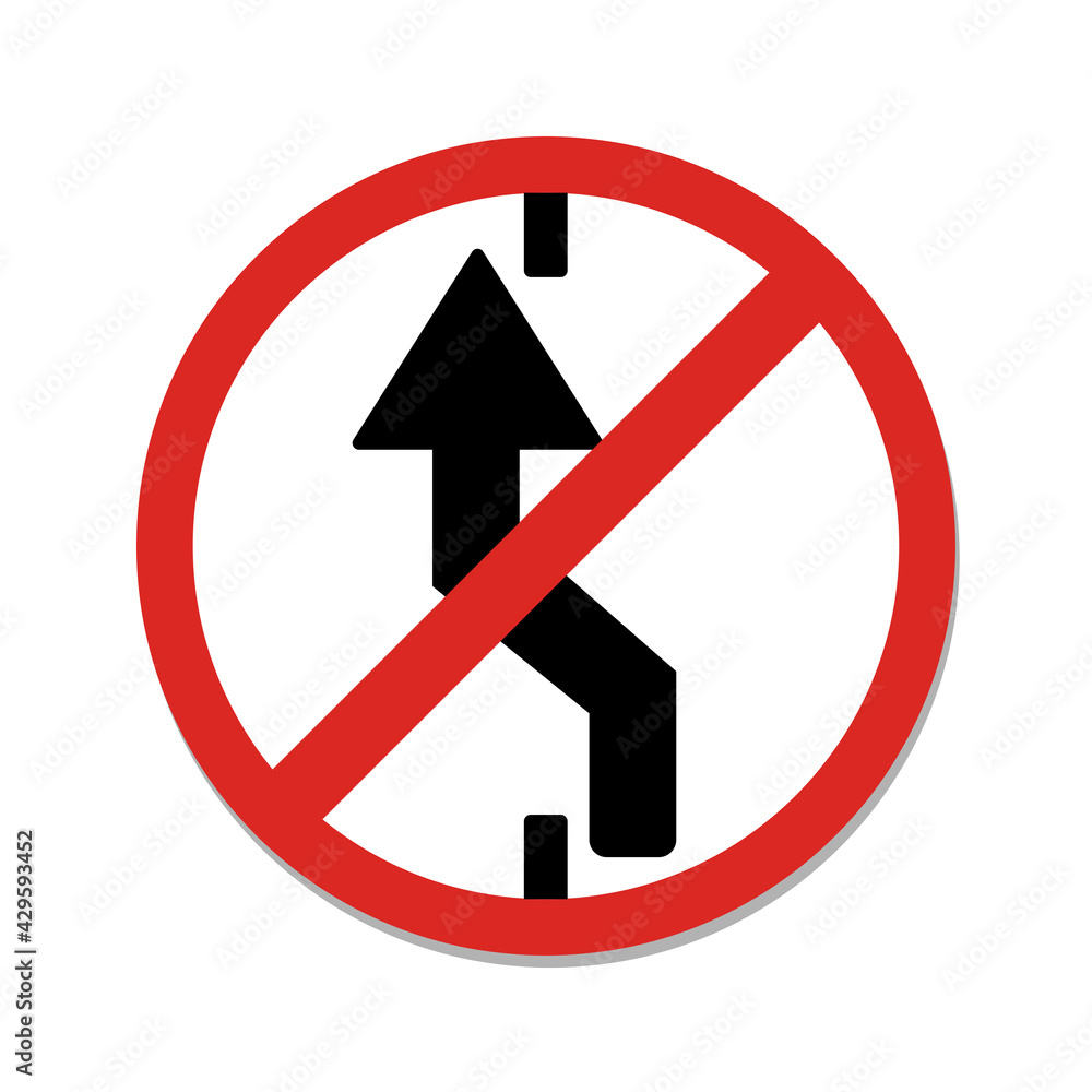 No changing to left lane traffic sign. No changing to left lane traffic sign.