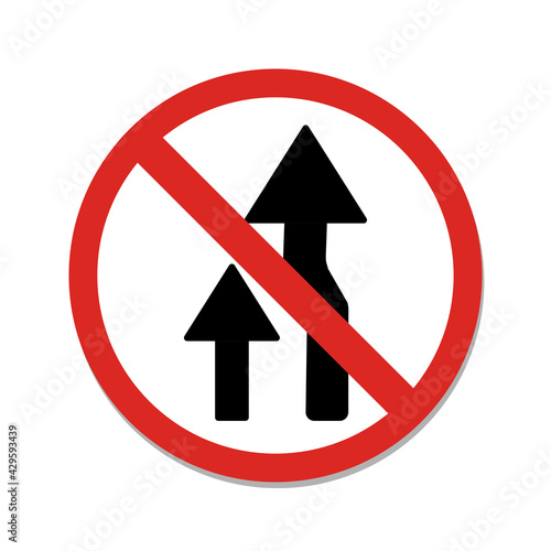 Do not overtake left traffic sign. Isolate on white background label.