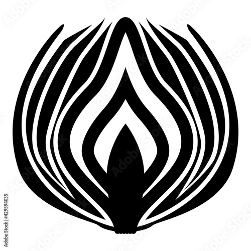 Silhouette onion cut in half part bulbs chopped sliced vegetable black color vector illustration flat style simple image