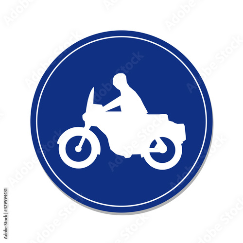 Illustration of motorbike lane sign isolated on white background.