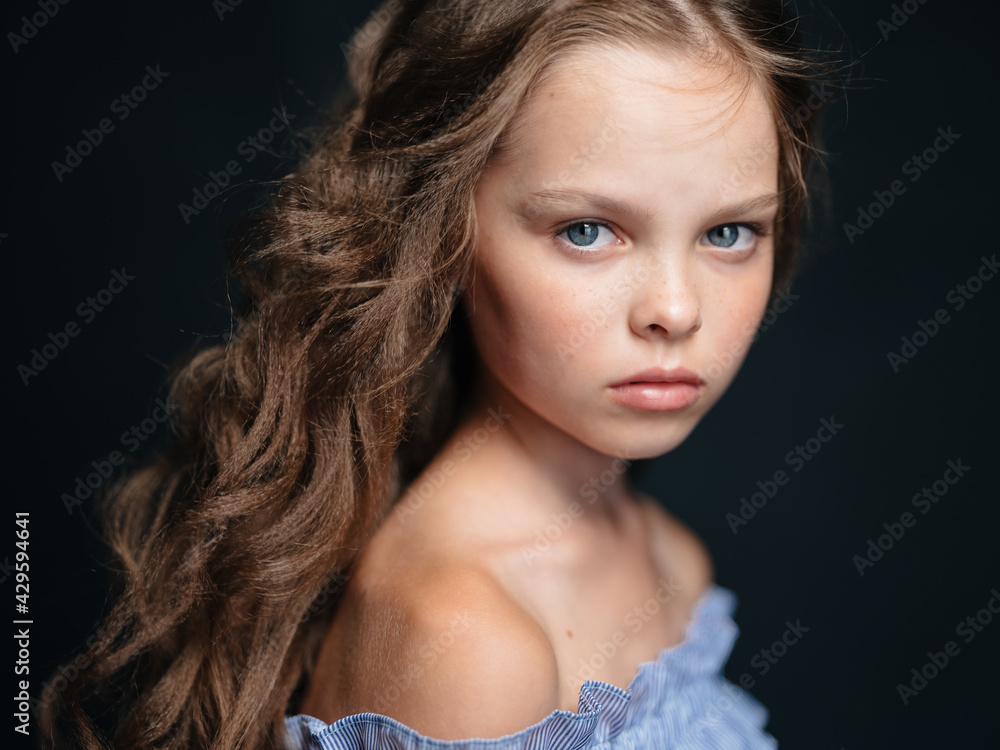 portrait of a beautiful girl on a dark background confident look model portrait of a beautiful girl on a dark background confident look model