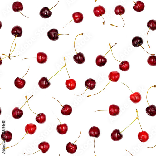 Ripe black and red cherries close up silent background