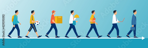 Vector of a young man acquiring new skills achieving new career goals
