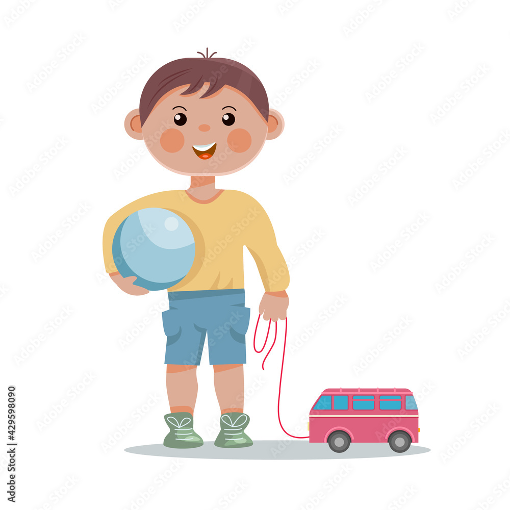Funny little boy with toys. Funny little boy with toys.