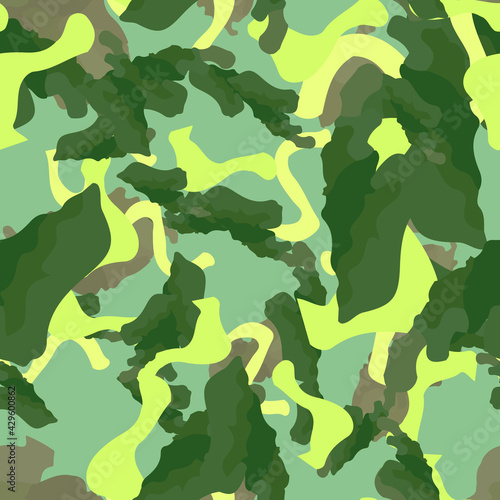 Jungle camouflage of various shades of green  yellow and grey colors