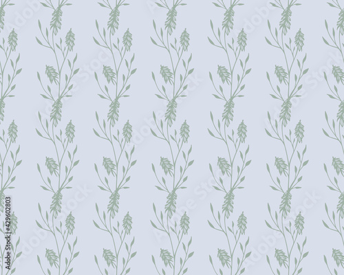 seamless pattern with herbs  flowers and leaves  background with decorative  botanical elements  stylized vector graphics