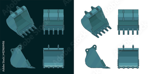 Excavator bucket color drawings