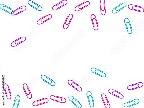 Stationary paperclips isolated on white background