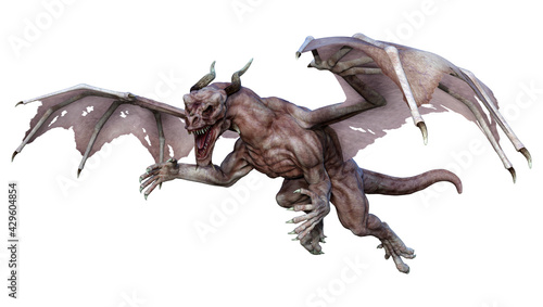 3D Rendering Fairy Tale Dragon on White