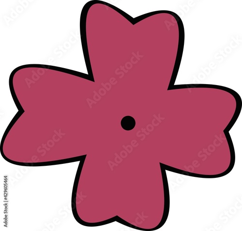 Vector emoticon illustration of the shape of a purple flower