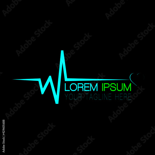 Cardiology doctor pharmacy medical heart beat graph and analysis breathing health care protection pulse ekg therapy vector illustration logo design.