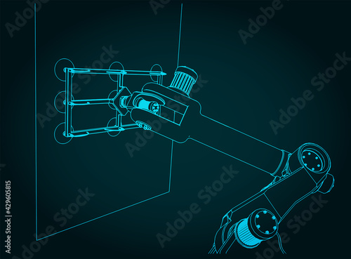 Robotic arm with vacuum gripper close-up