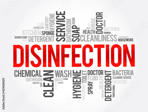 Disinfection word cloud collage  health concept background