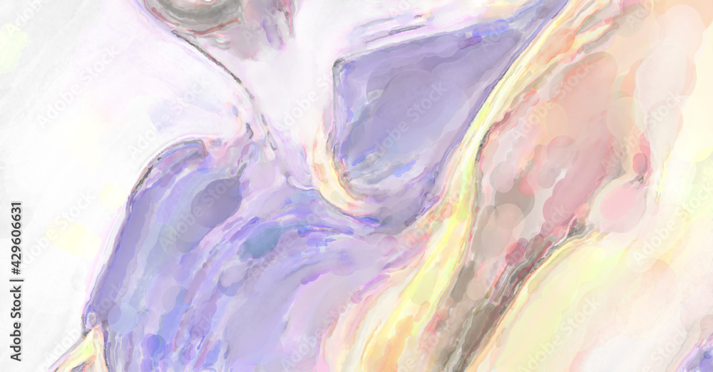 Fototapeta premium Modern art painting. Artistic watercolored backdrop material. Unique watercolor random pattern. Creative abstraction. Digital texture wallpaper. 2d illustration.