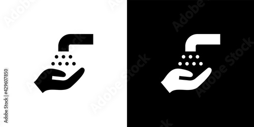 Wash Hands Icon Symbol Vector. Hand Washing Illustration, Wash Hands Sign. 