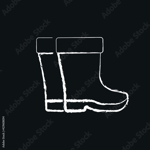 Rubber boots chalk icon. Garden inventory, equipment. Customizable thin line contour symbols. Isolated vector outline illustrations.