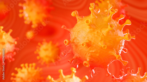 Coronavirus 2019-nCov  several viruses in the background 3d render
