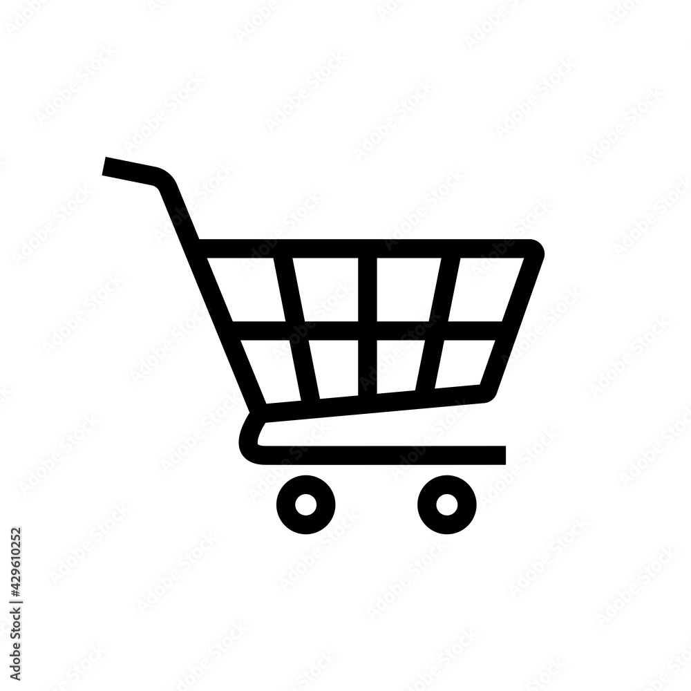 Shopping Cart Icon. Shopping cart illustration for web, mobile apps. Shopping cart trolley icon vector. Trolley icon. Full and empty shopping cart symbol, shop and sale vector illustration.	